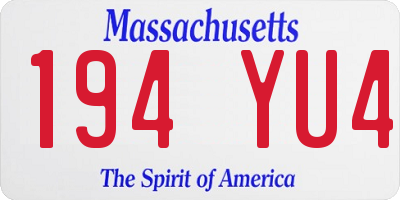MA license plate 194YU4