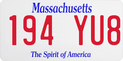 MA license plate 194YU8