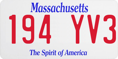 MA license plate 194YV3