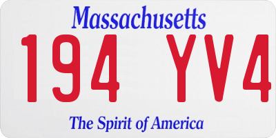 MA license plate 194YV4