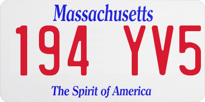 MA license plate 194YV5