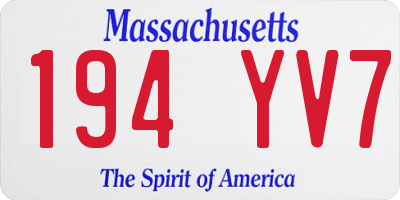 MA license plate 194YV7