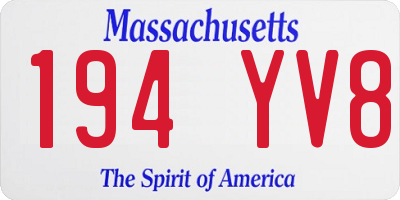 MA license plate 194YV8