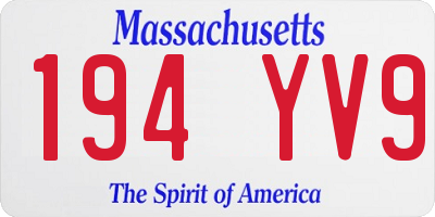 MA license plate 194YV9