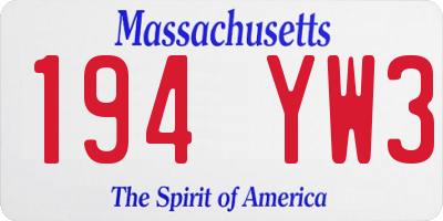 MA license plate 194YW3