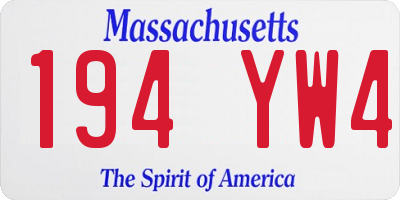 MA license plate 194YW4