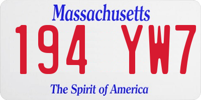 MA license plate 194YW7