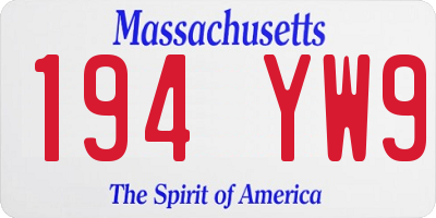MA license plate 194YW9