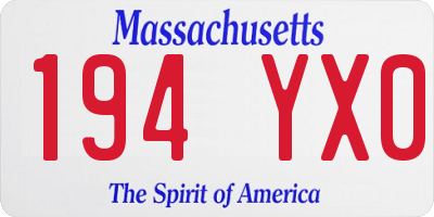 MA license plate 194YX0