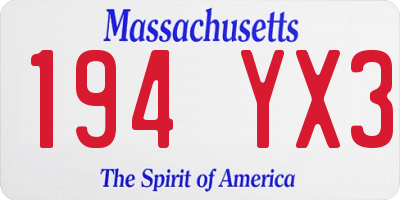 MA license plate 194YX3