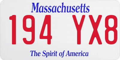 MA license plate 194YX8