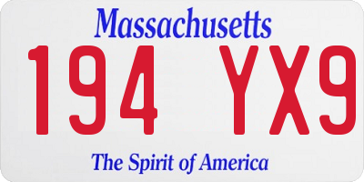 MA license plate 194YX9