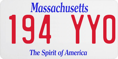 MA license plate 194YY0