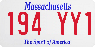 MA license plate 194YY1