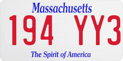 MA license plate 194YY3