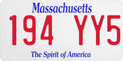 MA license plate 194YY5