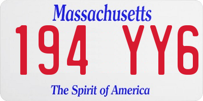 MA license plate 194YY6