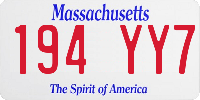 MA license plate 194YY7