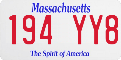 MA license plate 194YY8