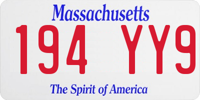 MA license plate 194YY9