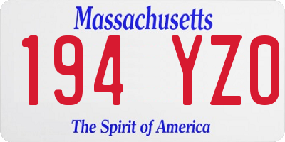 MA license plate 194YZ0