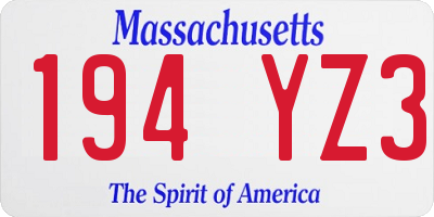 MA license plate 194YZ3