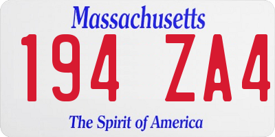 MA license plate 194ZA4