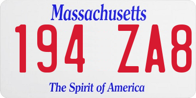MA license plate 194ZA8