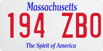 MA license plate 194ZB0