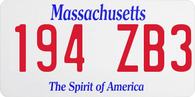 MA license plate 194ZB3