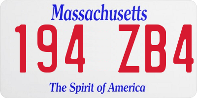 MA license plate 194ZB4