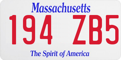 MA license plate 194ZB5