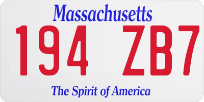 MA license plate 194ZB7