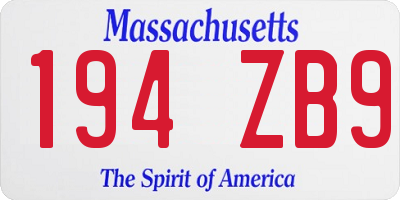 MA license plate 194ZB9