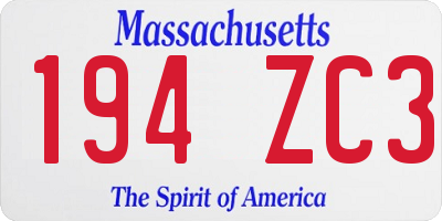 MA license plate 194ZC3