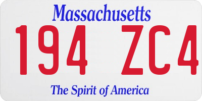 MA license plate 194ZC4