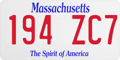 MA license plate 194ZC7