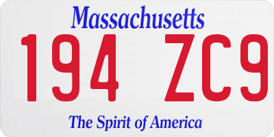 MA license plate 194ZC9