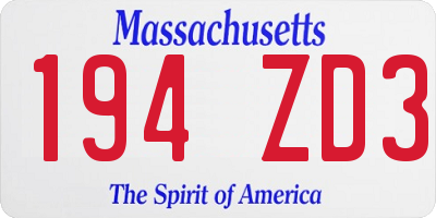 MA license plate 194ZD3