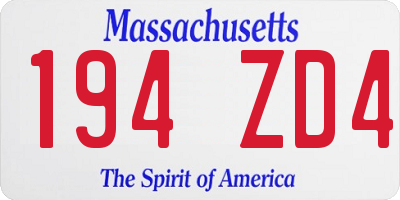 MA license plate 194ZD4