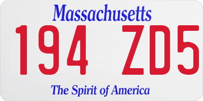 MA license plate 194ZD5