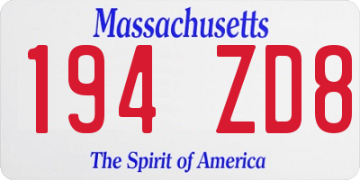MA license plate 194ZD8