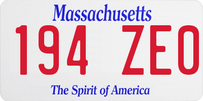 MA license plate 194ZE0
