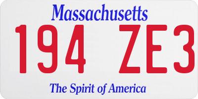 MA license plate 194ZE3