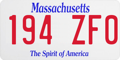 MA license plate 194ZF0