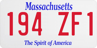 MA license plate 194ZF1