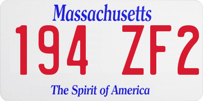 MA license plate 194ZF2