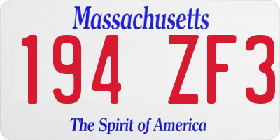 MA license plate 194ZF3