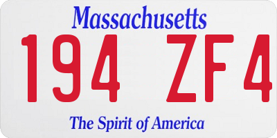MA license plate 194ZF4