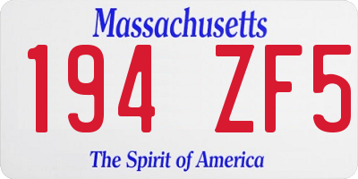 MA license plate 194ZF5
